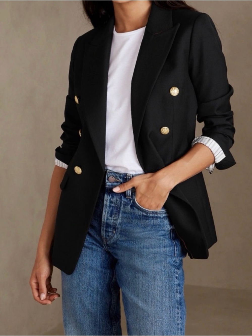 Banana Republic Black Double-Breasted Blazer with Gold Buttons. Worn 1 time!